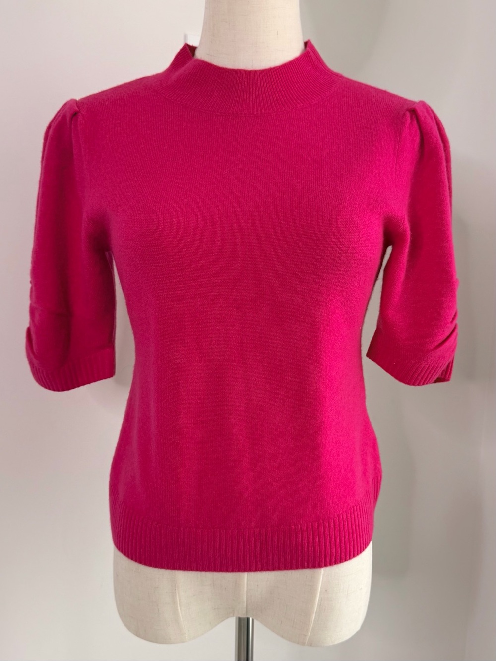 Anthropologie Pink Wool Cashmere Puff Sleeve Sweater Size S - Picture 3 of 10